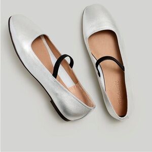 Madewell Silver Greta Ballet Mary Jane Flats